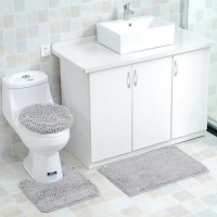 New grey 3pcs Non slip, absorbent microfiber bathroom mat