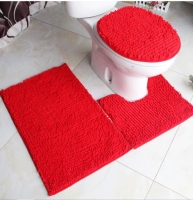 New bright-red 3pcs Non slip, absorbent microfiber bathroom mat