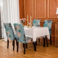 Dining Room Chair Covers Slipcovers Set of 6, Spandex Super Fit Stretch Removable Washable Kitchen Parsons Chair Covers Protector for Dining Room, Hotel, Ceremony, blue + Flowers