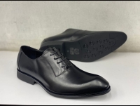 Black non patterned leather laced Franco Banetti rubber sole sharpshooter official shoes