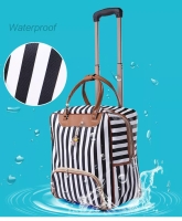 Black And White Trolley bag Oxford Cloth For Business Outdoor Travel - Grey..bag no 13- Double white lines...Code A04