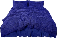 Navy blue Faux Fur Velvet Fluffy Bedding High Quality Beddings 6pcs including 4 pillowcases 1 Fleece bedsheets 1 Fluffy velvet Duvet