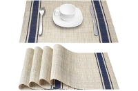 Pvc non woven placemats  Place Mats with , Eageroo Non-Slip, Washable, Table Mats Made of PVC, Tear-Resistant, Heat-Resistant, Place Mats, Dirt-Repellent, Brown 4 pcs