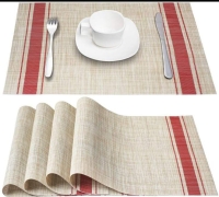Brown Pvc non woven placemats Place Mats with , Eageroo Non-Slip, Washable, Table Mats Made of PVC, Tear-Resistant, Heat-Resistant, Place Mats, Dirt-Repellent, Brown 4 pcs