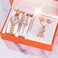 Diamond luxury jewelry set   Fashion trendy gift set for ladies   Perfect gift for women   Suitable for any occasion party business casual daily life   Fashion trendy quartz watch set   Package includ