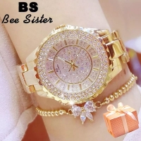 New fashion Ladies luxury watch set with bracelet   Women crystal diamond watch   Original watch  gift box   Package includes  luxury watch   boutique bracelet   Comes in a package box 
