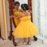 Yellow kids party dress For ages from 2 years to 5 years