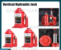 5 Ton Red Vertical Hydraulic Car Jack designed for residential and commercial use; Wide, rugged base enhances stability and strength Meets ASME safety standards.