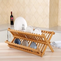 New elegant Foldable bamboo dish rack for that woody look change the look of your kitchen