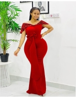 Best quality Bright red Bodycon Homecoming Dresses/bridesmaids Dresses/African Wedding ladies party dresses sizes M to 2XL