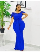 Best quality Blue Bodycon Homecoming Dresses/bridesmaids Dresses/African Wedding ladies party dresses sizes M to 2XL