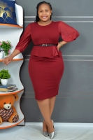 Fancy formal Maroon knee high Fashionable for official and casual functions ladies dress women dress  from Turkey M to 2XL