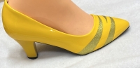 Glamorous Yellow Ladies pointed toe Pumps Party Evening Womens Low Block Heels Womens Wedding Shoes Block Heel Pointed Toe 37/42