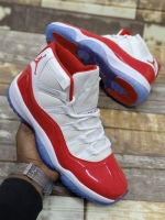 Air Jordan 11 White with Red fitted with a rubber sole for traction and comfort Sizes 40-45