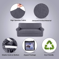 Smart Fashion stretchable Grey 3 seater Slip Covers with Cushion covers quality seat covers Superior fabric Fits any size sofa Stays in place Easy installation Machine washable sofa covers
