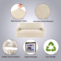 Smart Fashion stretchable Sand 3 seater Slip Covers with Cushion covers quality seat covers Superior fabric Fits any size sofa Stays in place Easy installation Machine washable sofa covers