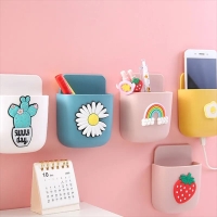 Multifunctional Wall-mounted Storage Box Punch-free Mobile Phone Remote Control Storage Rack Holders Wall Debris Storage Holder