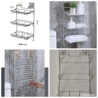 Stainless Steel Shower Shelf, No Drilling Required, Bathroom Shelf with 3 Tier Basket, Foldable and Detachable, Suitable for Bathroom, Kitchen (Silver)