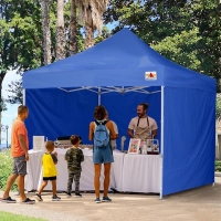 10X10 ft/3X3 mtr Foldable Gazebo Tent with 3 Side Cover, Outdoor Canopy Tent with 3 Side Walls, popup Canopy Tent for Garden,Picnic, Medical Camp, Promotion, Camping, Event (24 Kg, Blue)