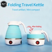 Foldable Electric Kettle,Travel Portable Kettle, Foldable Silicone Electric Kettle, 600ml Insulation Heating Boiler Tea Pot for Camping, Blue
