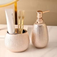 Get it here, Rose gold ceramic wash bathroom Accessories set hotel bathroom wash Soap set dish lotion bottle mouth wash cup Toothbrush holder