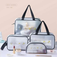 Women 4pc set Transparent Necessary Cosmetic Bag  Transparent Travel Organizer Fashion Small Large  Toiletry Bags Makeup Pouch Storage