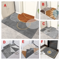 Modern Geometric Cuttable Entrance Doormat Non-slip Living Room Carpet Balcony PVC Large Area Rug Oil-proof Kitchen Leather Rugs