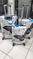 Good Partner 3 Piece Set Fiber Quality Butterfly Travel Suitcases