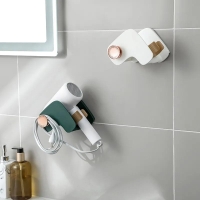 Hair Dryer Holder, Wall Mounted Adhesive Blow Dryer Holder, Reel Design No Drilling Hair Dryer Rack for Bathroom Decor 