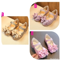 Kids doll shoes with a bow tie design Stylish girls flat shoes