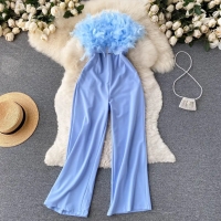 Feathers Jumpsuit Women Summer Loose Casual Y2k Fashion Trousers Romper Jumpsuit Women Ladies Sexy Tube Clothes Bodycon Clothes