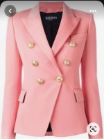 Fall Winter Elegant Thick Pink Quality Warm Jacket OL Work Classic Tweed Skinny Women Blazer