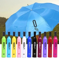 Stylish Windproof Double Layer Small Lightweight Folding Portable Wine Umbrella with Bottle Cover for UV Protection & Rain Outdoor Car Big Size Umbrella for Women & Men (Multicolour) pack of 1. For rainy season and cold season