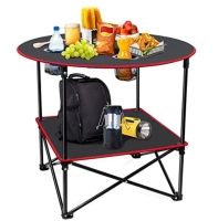 Camping Table Portable Folding Camping Side Table for Outdoor Picnic, Beach, Games, Camp, & Patio Tables Folding with 4 Cup Holders & Carry Case for Travel & Storage, Premium 600D Canvas& Steel Frame