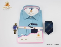 Original Light blue quality Benletti long sleeved Modern fit 100% Cotton Kent collar and Button Cuff official shirt S-4xl