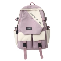Backpack Fashion Bag Rucksack Fashion Women Backpack Waterproof Nylon Unisex School Bag Solid Color Men Shoulder Bag Female Student Backbag Travel Bag [PURPLE]