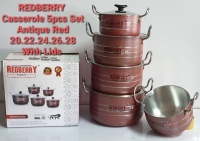 Buy New Heavy duty casserole  set Redberry cookware 5pcs aluminium casseroles with lids. Antique copper [light pink]