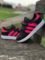 Hot Pink stripes in Black Girls Boys Adidas Kids Sneakers Shoes White Children Shoes 2021 Fashion Causal Comfort Elegant Flat Sports Running Shoes Kid Skate for Girls  sizes available 31  - 35