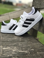 White with Black Stripes Girls Boys Adidas Kids Sneakers Shoes White Children Shoes 2021 Fashion Causal Comfort Elegant Flat Sports Running Shoes Kid Skate for Girls  sizes available 31  - 35