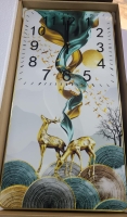 Rectangular crystal porcelain clock  Wall Clock,Non Ticking Silent Decorative Wall Clock,Minimalist Creative Crystal Porcelain Painting Clock Wall Hanging Watch, for Hallway Ornament,40×80CM