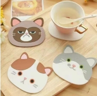 Cat Shaped Tea Coaster Cup Holder Mat Coffee Drinks Drink Silicon Coaster Cup Pad Placemat Kitchen Accessorie