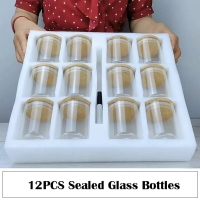 Airtight, leak-proof bamboo lid 12pcs Glass Spice Jar Set