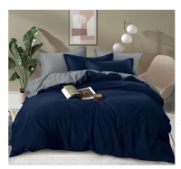 Navy Blue Duvet Cover 6*6 Size, 100% Washed Cotton 1 Duvet Cover, 1 bedsheet and 2 Pillowcases, Ultra Soft and Easy Care Breathable Cozy Bedding Set