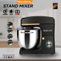 Rebune Electric Stand Mixer, LED Household Stand Mixers, 10 Liters Electric Food Mixer Stand, 7 Speeds 3-IN-1 Kitchen Stand Up Mixers with Stainless Steel Egg Whisk, Dough Hook, Flat Beater, Black