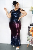 New Women Blue Sequin Evening Dress Elegant V Neck Beading Party Maxi Dress Long Prom Dress. Perfect for Gifting loved ones and self.