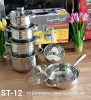 12 pcs Induction Base Stainless Steel Cookware set with Glass Lid  ST-12/Signature pots/induction pots/