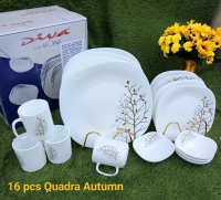 16 pcs Quadra Square Dinner sets Autumn/Diva dinner sets/with brown tree on white surface prints