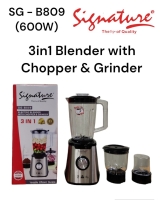 3in1 Blender with Chopper & Grinder (600W) SG-B809  Capacity1500ml 400watts color black, grey, and black-white