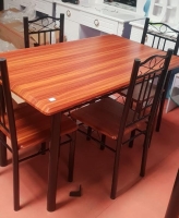Dark brown 4 Seater Glass Top Dining Table Dimensions: L120cm W70cm H75cm