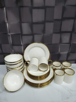 24pc Ceramic Gold Rim Dinner Set
